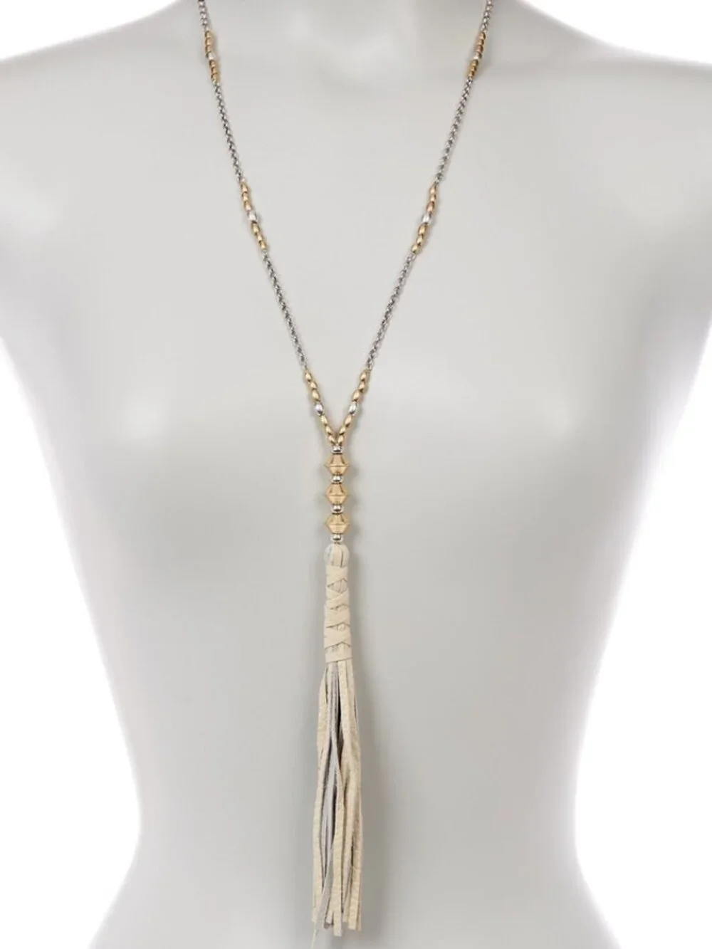 Lucky Brand Leather Tassel Pendant Necklace Bracelet Set